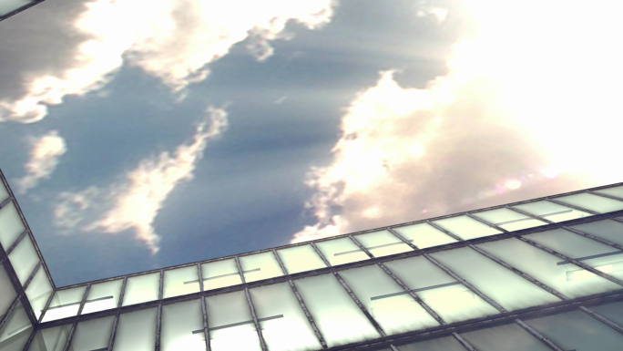 建筑仰望屋顶天空云影流动空镜头