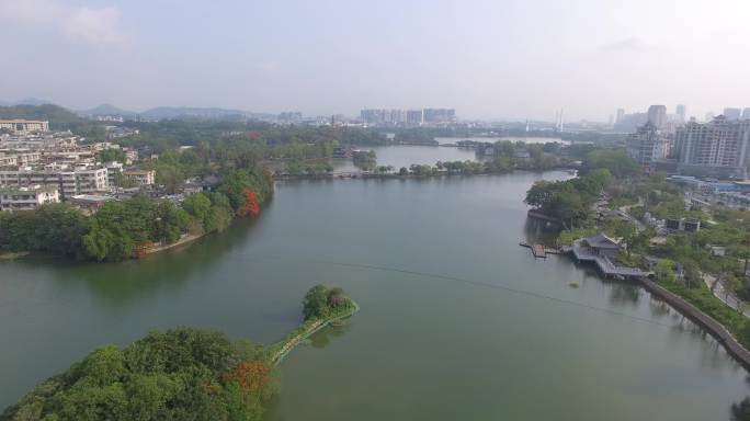 湖水美丽风景航拍镜头