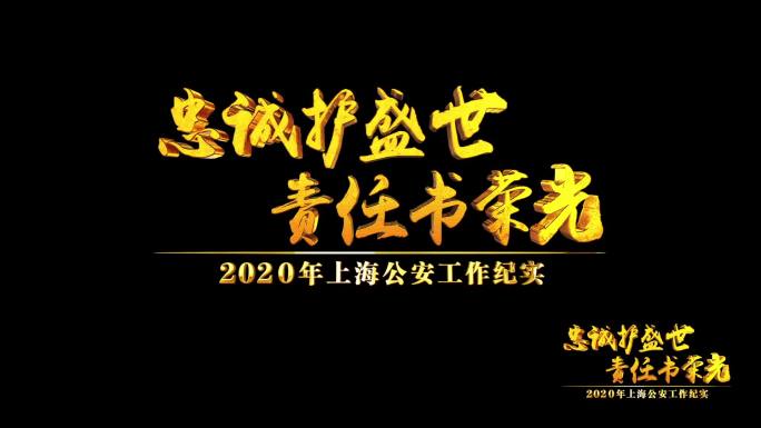 公安专题汇报片金色三维通用片头角标