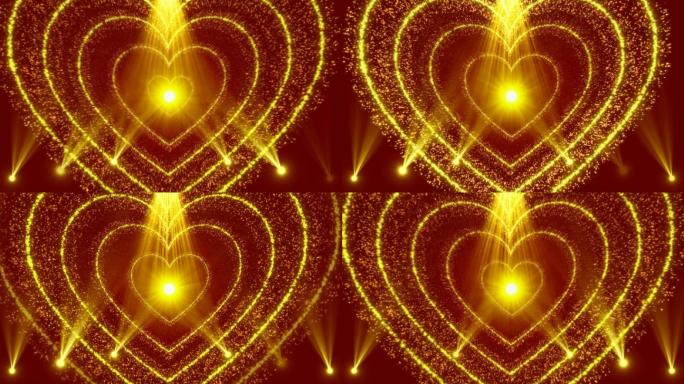 金色粒子爱心光线