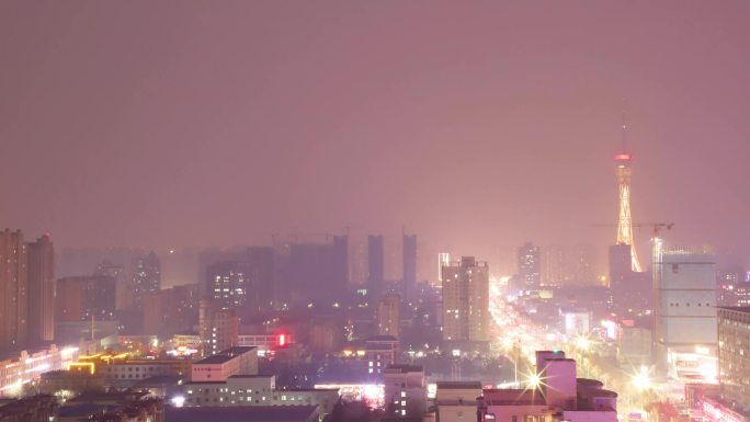 郑州雾霾夜景延时摄影