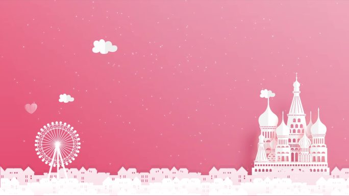 粉色城堡摩天轮动态背景视频