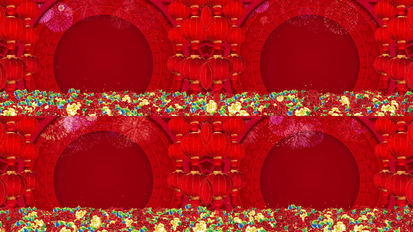 红色灯笼花海背景循环