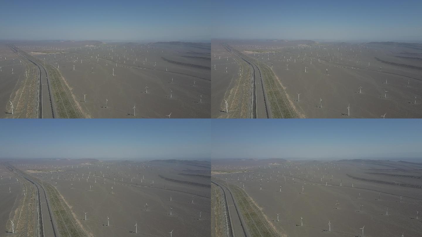 新疆乌鲁木齐航拍大风车沙漠