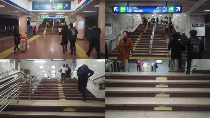 北京地铁人流晚高峰上下班4K实拍素材