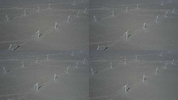 吐鲁番沙漠航拍大风车壮观