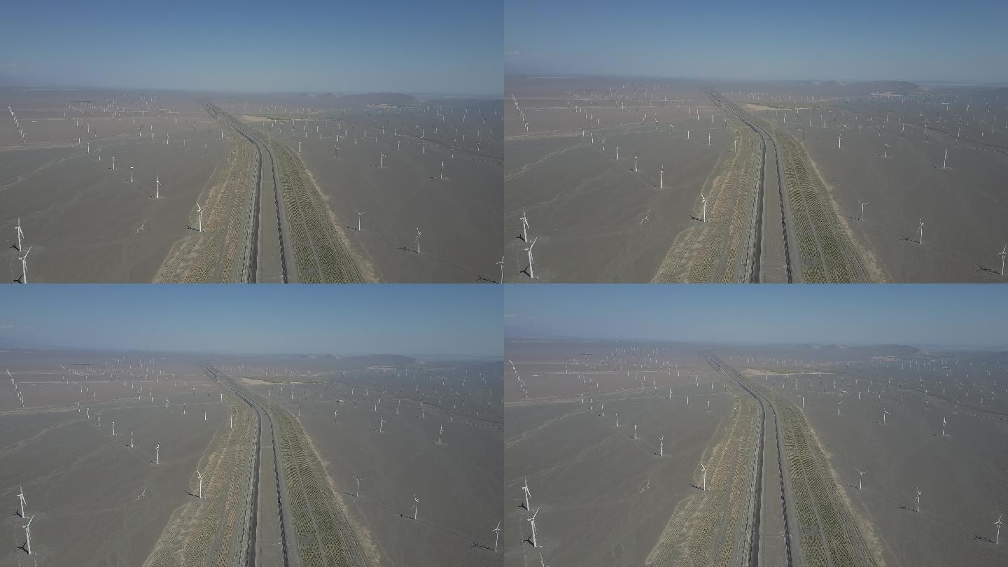 新疆大风车航拍沙漠