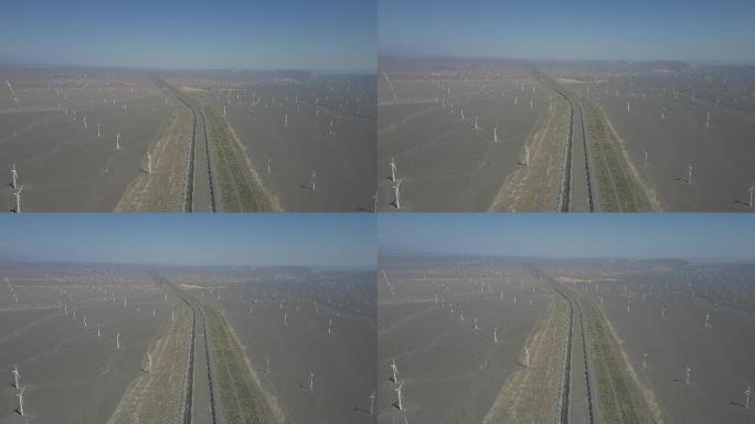 新疆大风车航拍沙漠