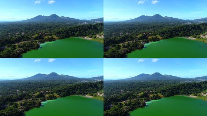 航拍美娜多翠湖与火山风景