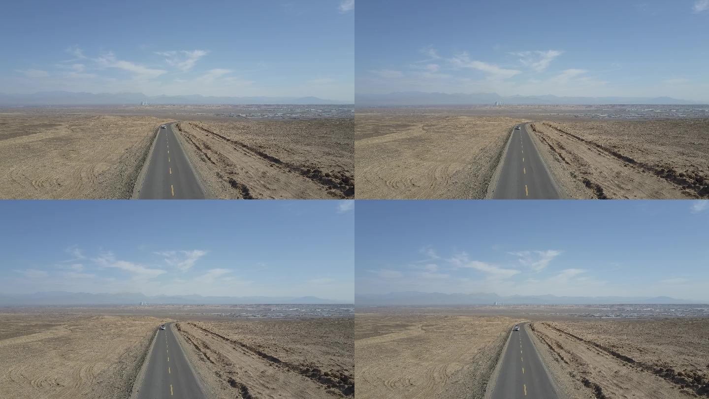 沙漠公路航拍