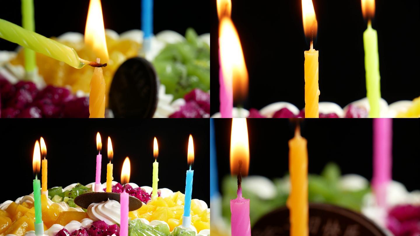 一个小女孩戴着生日帽，看着生日蛋糕，吹蜡烛照片摄影图片_ID:419318438-Veer图库