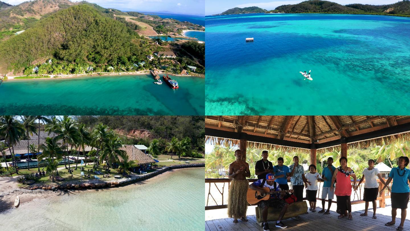4K航拍斐济热带度假海岛