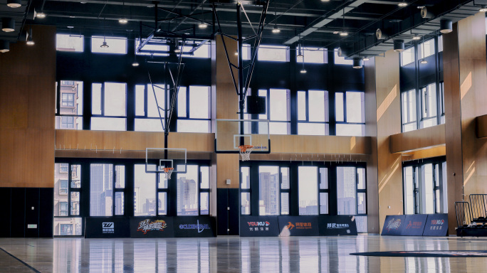 篮球馆篮球框视频素材