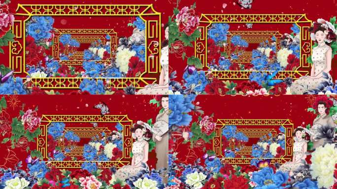 中国风旗袍舞台背景