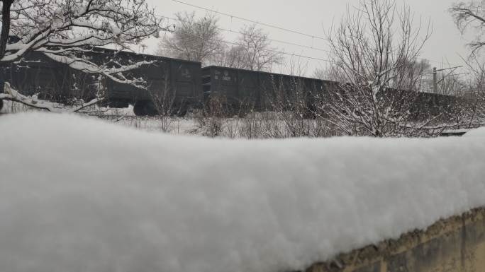 冬天雪后运煤火车冬天的雪铁路