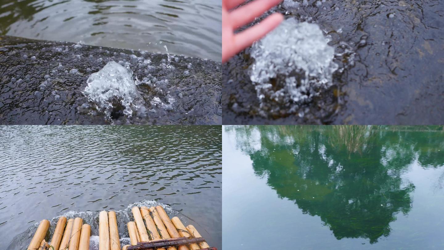 清澈泉眼泉水涌流实拍