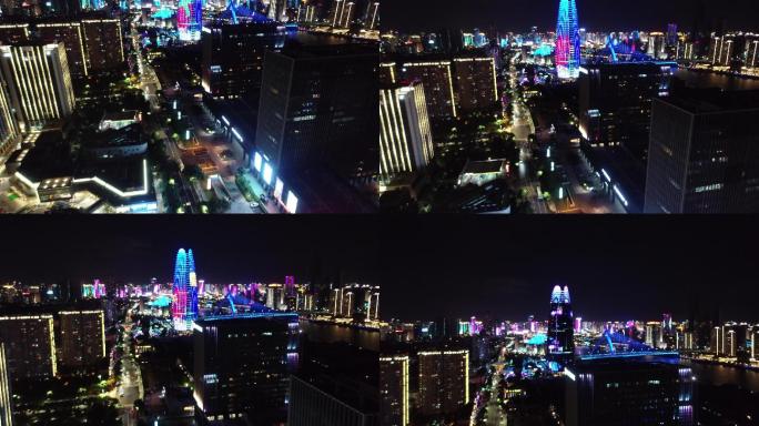 航拍宁波城市夜景