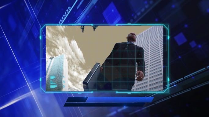 蓝色科技商务公司滑动图文展示相册Pr模板