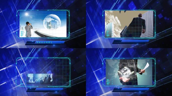 蓝色科技商务公司滑动图文展示相册Pr模板