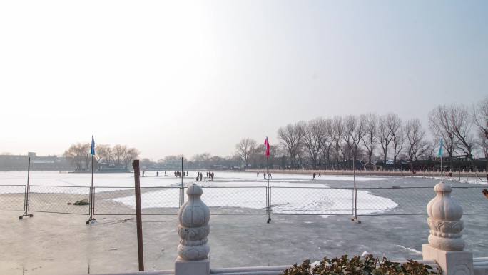 北京后海延时摄影冬天滑冰记忆