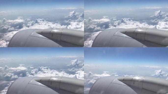 飞机飞行穿梭云间美丽云朵高空俯瞰4
