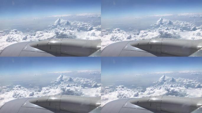 飞机飞行穿梭云间美丽云朵高空俯瞰3