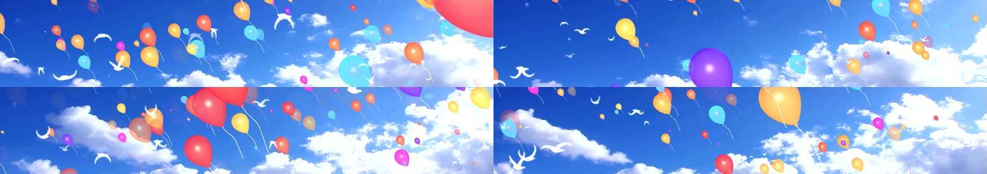 蓝天白云气球鸽子阳光