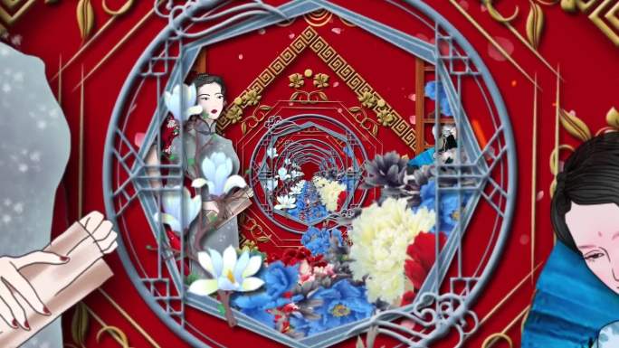 中国风旗袍展示背景素材