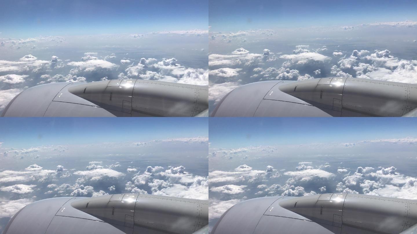 飞机飞行穿梭云间美丽云朵高空俯瞰5