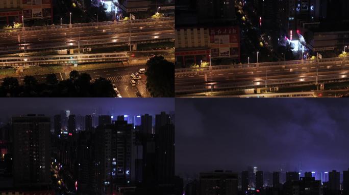 【4K】城市雨夜的高架桥车辆01