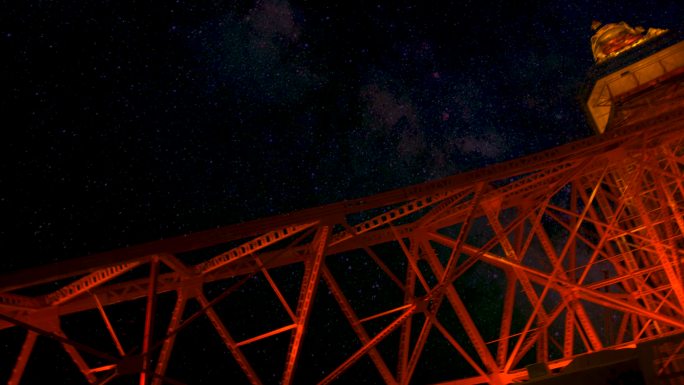 【4K】日本东京铁塔延时星空夜晚酷炫城市