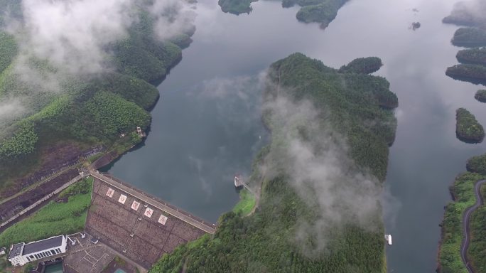 安徽水库大坝航拍