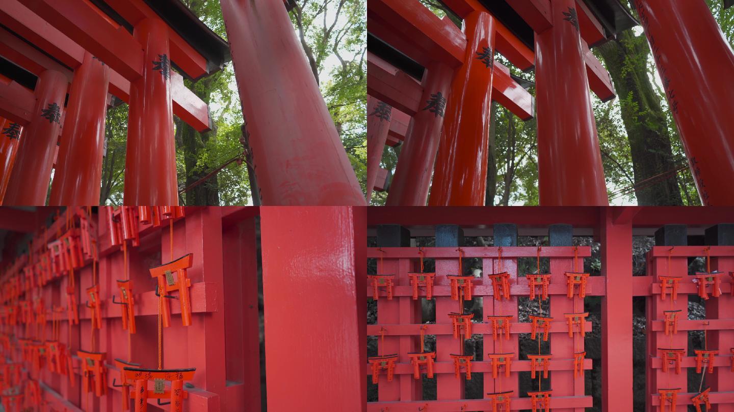 【4K】日本伏见稻荷大社鸟居阳光寺庙唯美