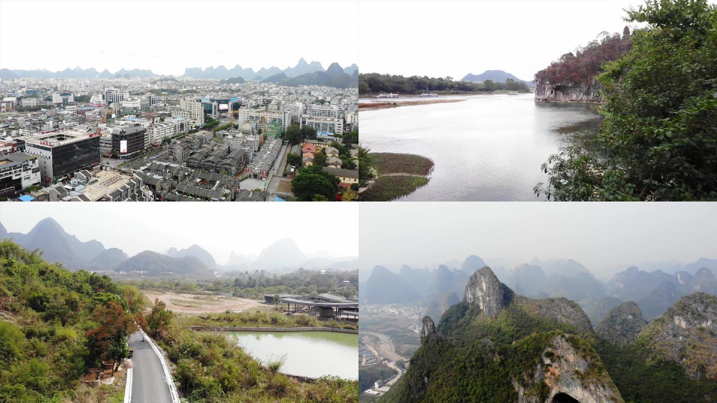 桂林市区风光阳朔风光摄影航拍空镜头