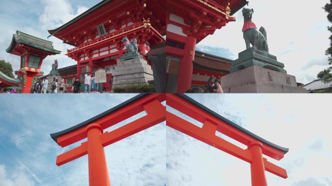 【4K】日本京都伏见稻荷大社寺庙传统鸟居