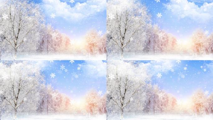 银装素裹的冬季飘雪背景循环