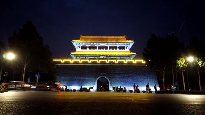 山东青州古城夜景延时摄影