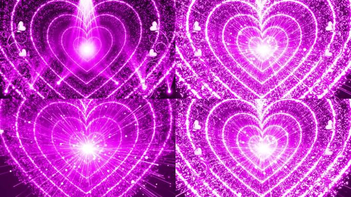 浪漫唯美紫色心形粒子背景