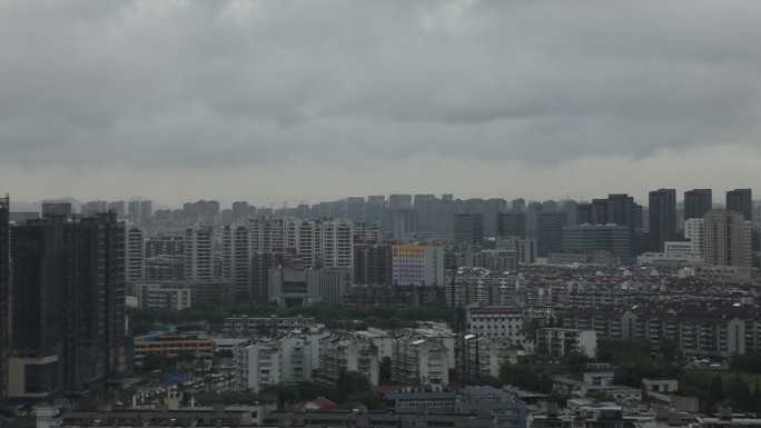 城市全景空境阴天