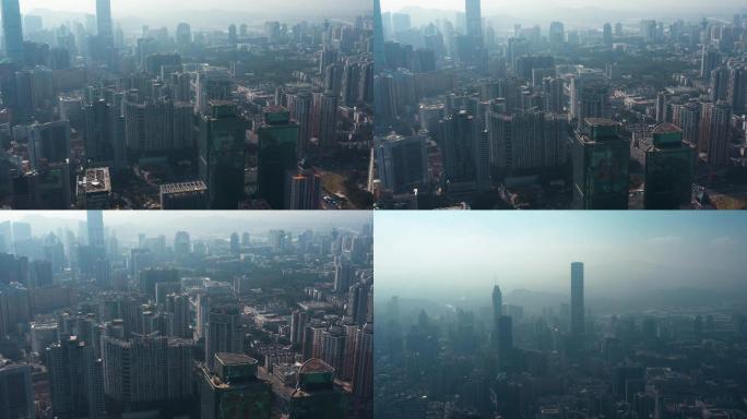 4k航拍，雾霾下的深圳高楼