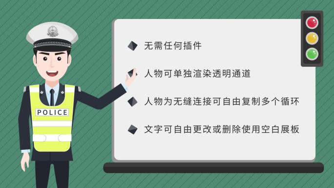 MG动画男交警解说卡通q版讲解员