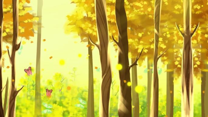卡通秋天森林视频