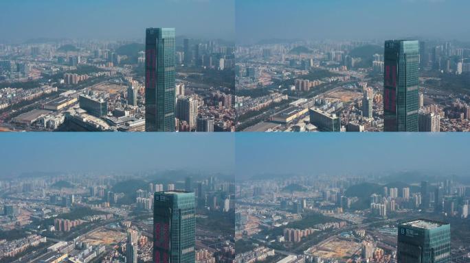 4k航拍，深圳宝能中心大厦和楼顶