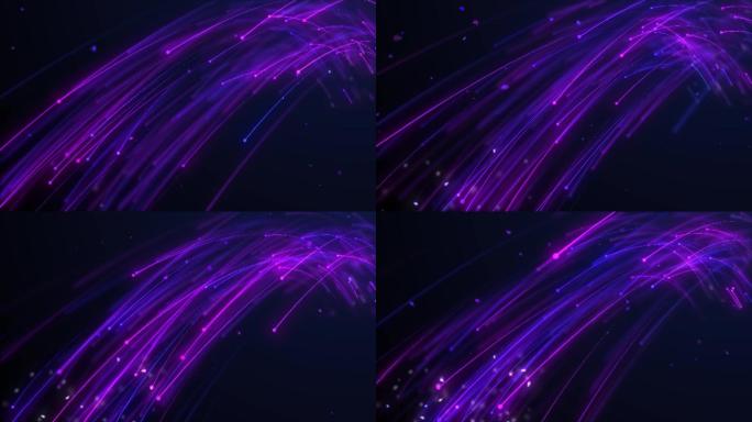 4K紫色梦幻光线粒子背景