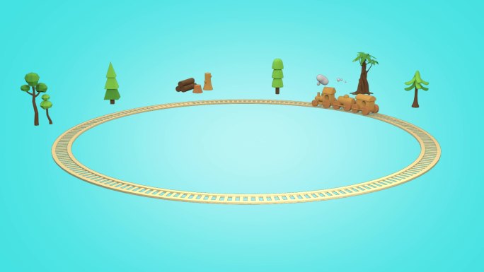 卡通MG火车树林循环三维动画