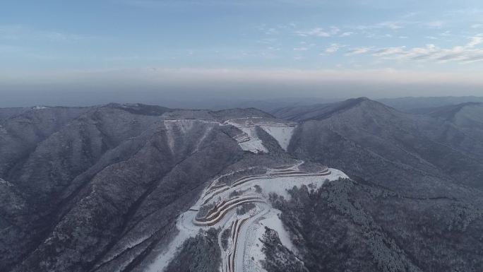 航拍雪雪松