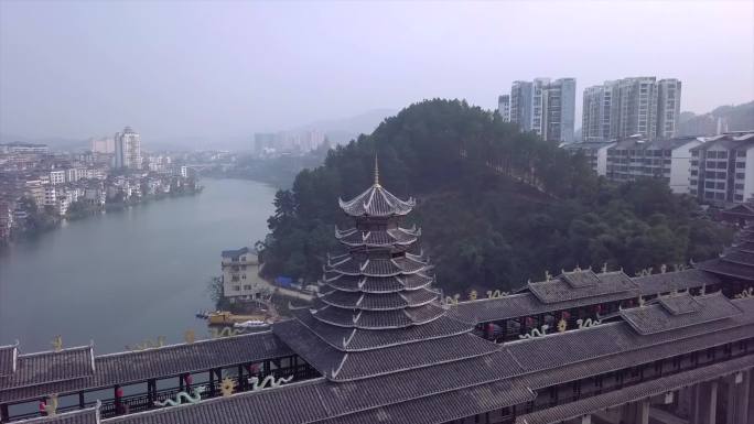 广西三江县风雨桥航拍