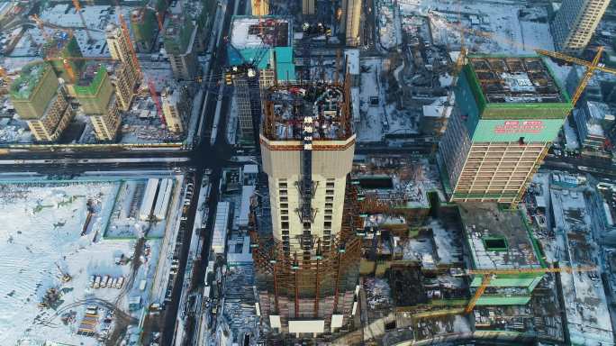 4K-原素材-济南第一高楼在建