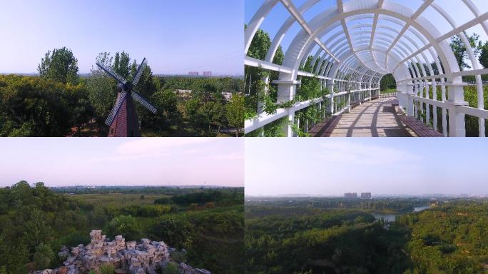 公园航拍城市生活生态绿化视频素材