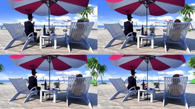 沙滩阳伞休闲度假